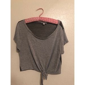 Grey and Black Mesh Tie up Top